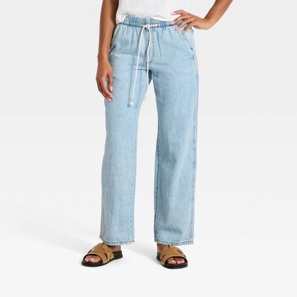 Universal Thread Pants - Women'S Mid-Rise Straight Leg Relaxed Fit Beach Pants - Light Wash S